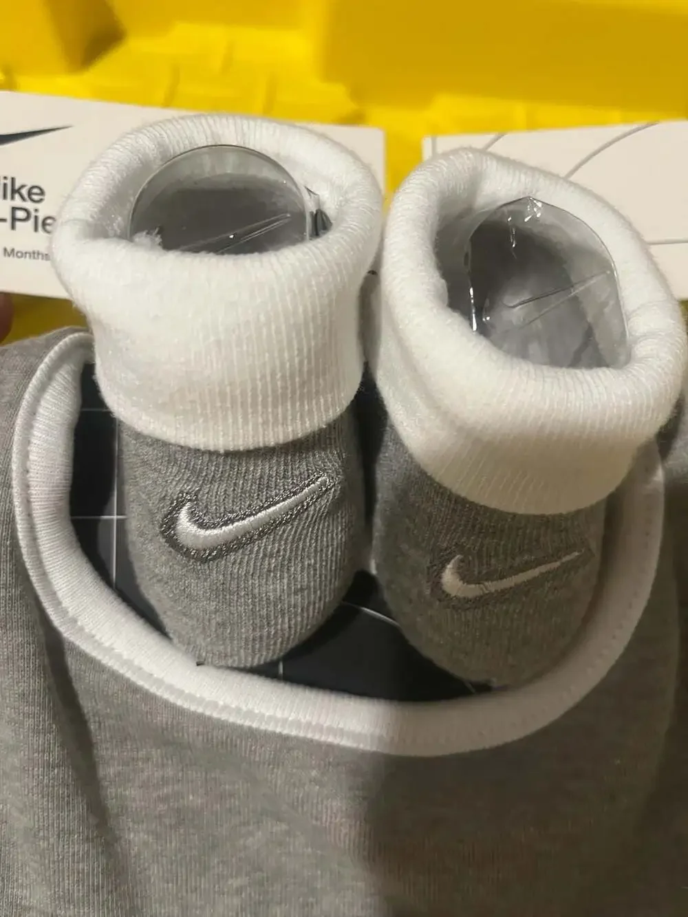 Nike Baby Bib and Booties Set 0-6 Months Grey White